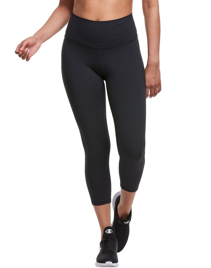 Champion Womens Leggings NZ - Soft Touch Crop Black ( 5187-IRSTF )